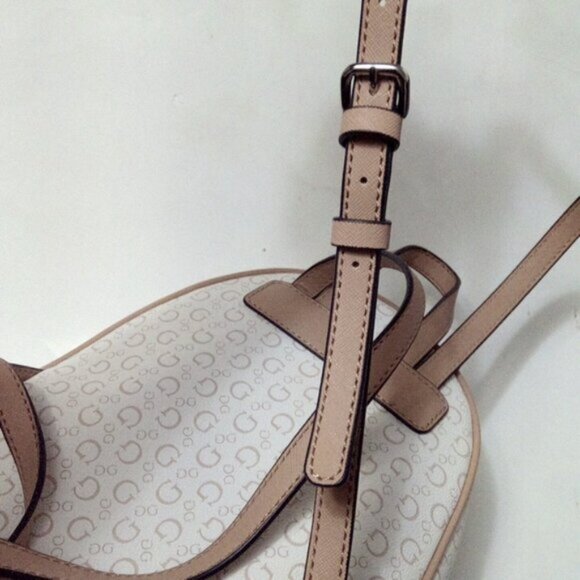 Guess Monogram Logo Mini Backpack Tan And Cream - Picture 15 of 17